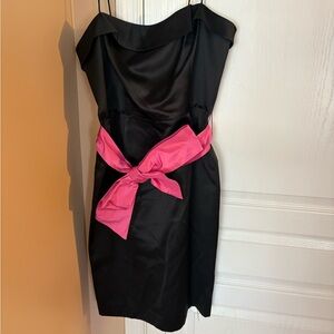 Lilly Pulitzer Black Spaghetti Strap Dress with Pink Bow.